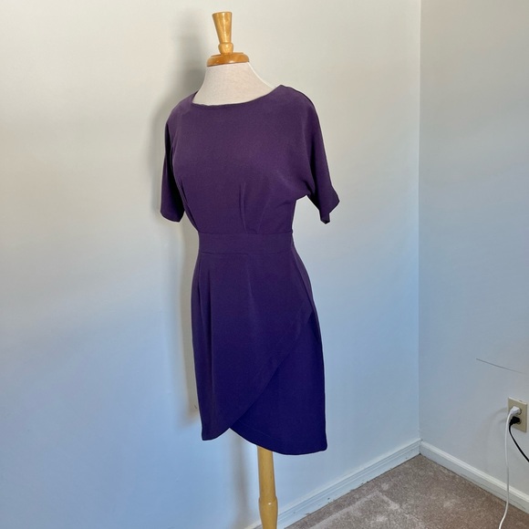 Bobeau Nordstrom Crepe Faux Wrap Skirt Dress Tulip -Size Small Purple Dolman - Picture 2 of 10